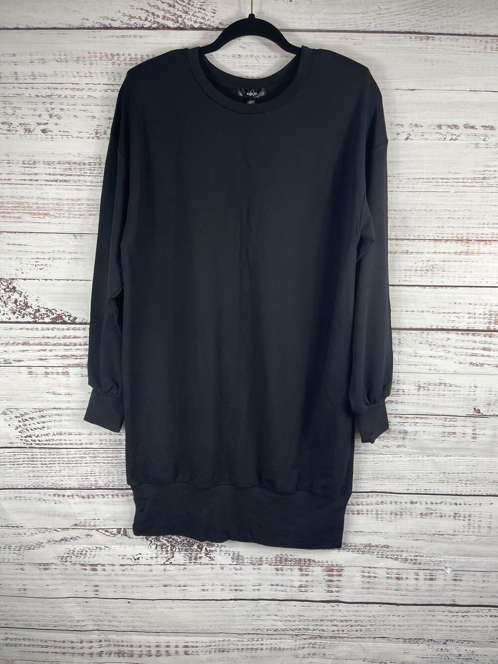 Aqua Sweatshirt Dress Women's Small Black Long Sleeve Crewneck Pullover Casual